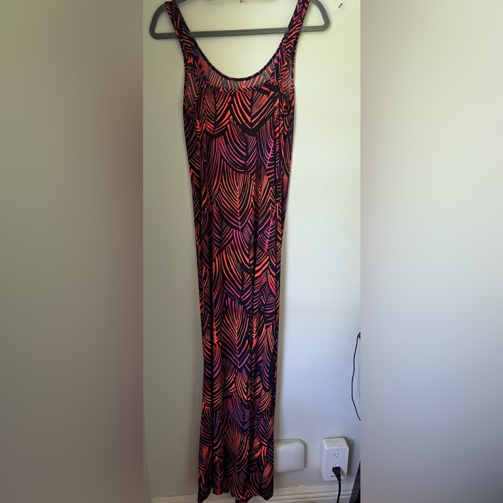 trina turk neon leaf print sleeveless maxi dress,size xsmall - Picture 5 of 5